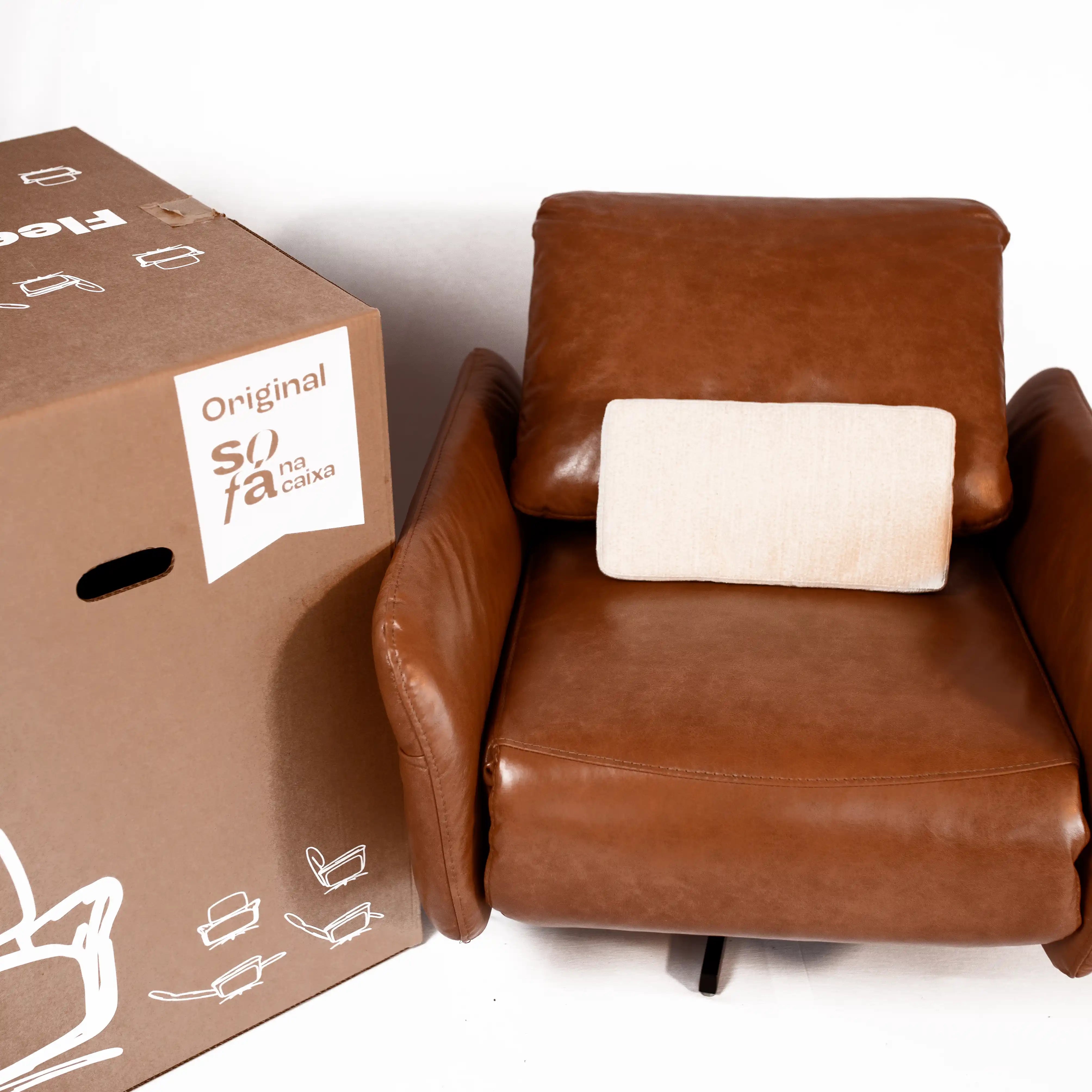 02 Poltronas Reclináveis na Caixa - Fleex Tech Couro – Poltrona na Caixa - Couro Marrom