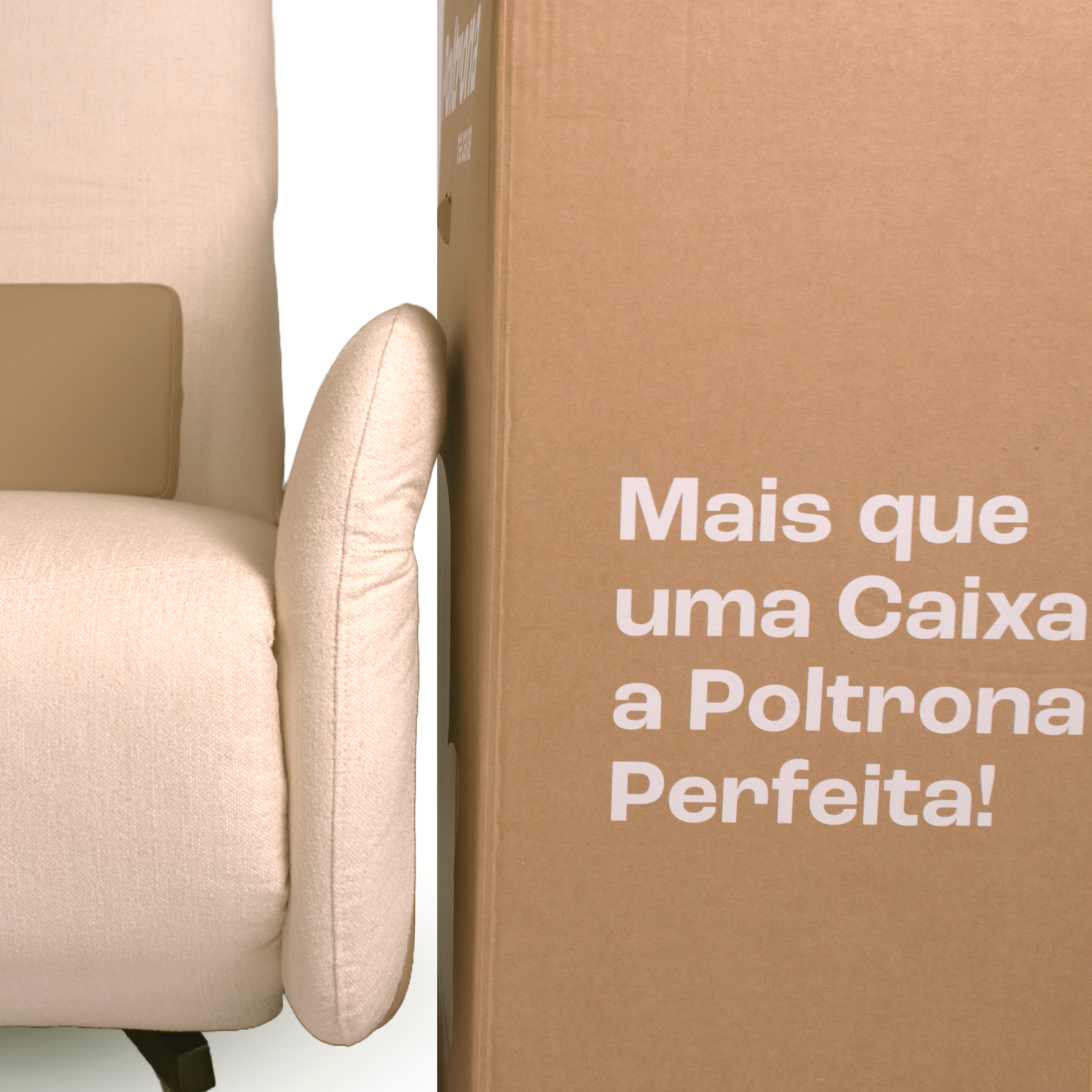 Poltrona Reclinável na Caixa - Fleex Tech Boucle Linho – Poltrona na Caixa - Linho Bege