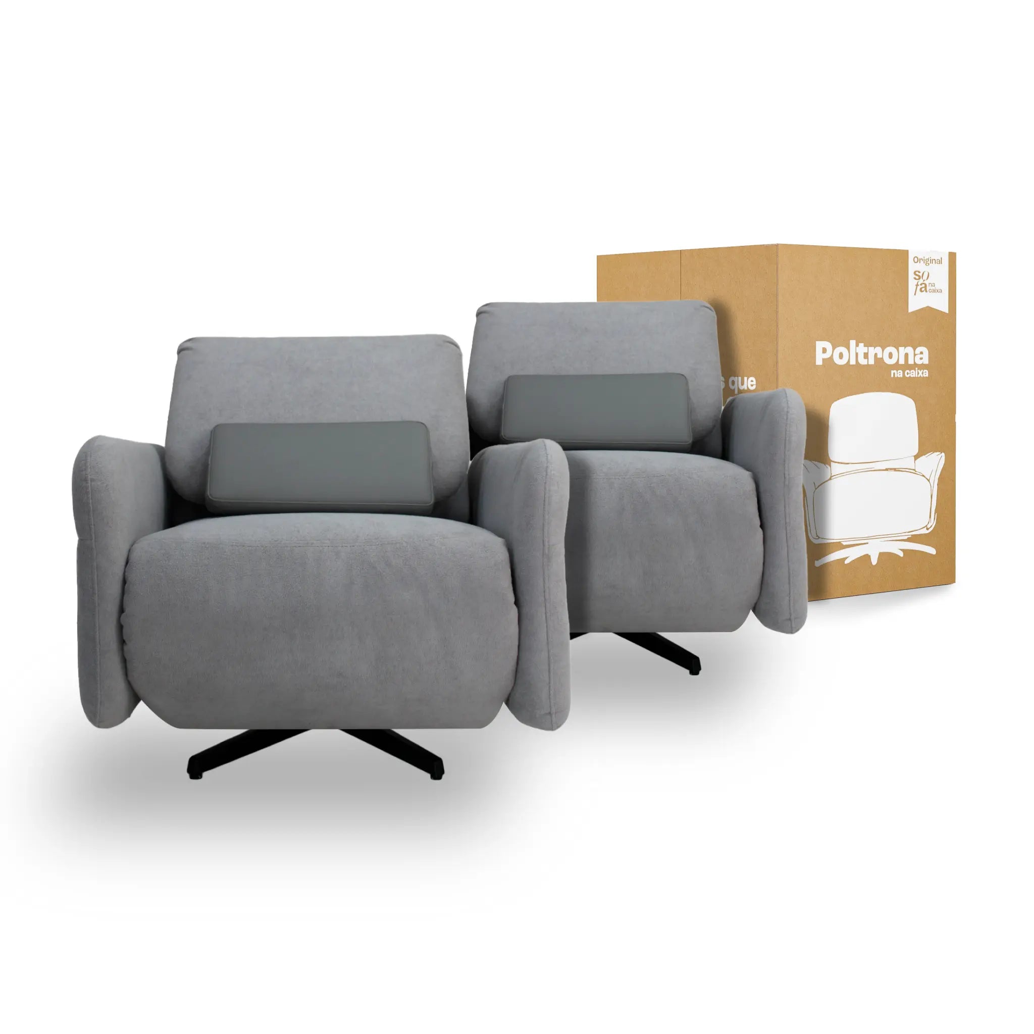 02 Poltronas Reclináveis na Caixa - Fleex Tech Boucle – Poltrona na Caixa - Boucle Cinza
