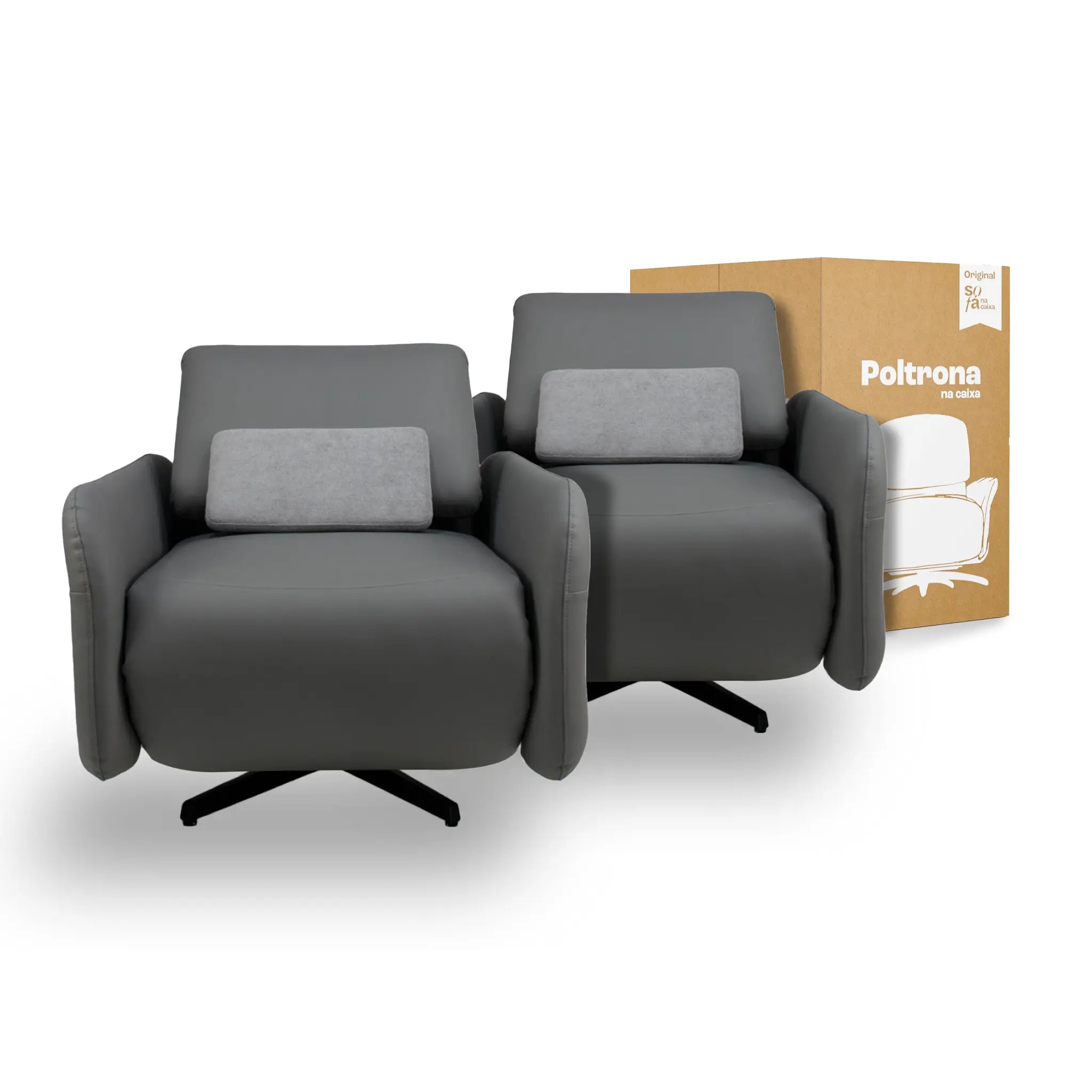 02 Poltronas Reclináveis na Caixa - Fleex Tech Courino – Poltrona na Caixa - Courino Cinza