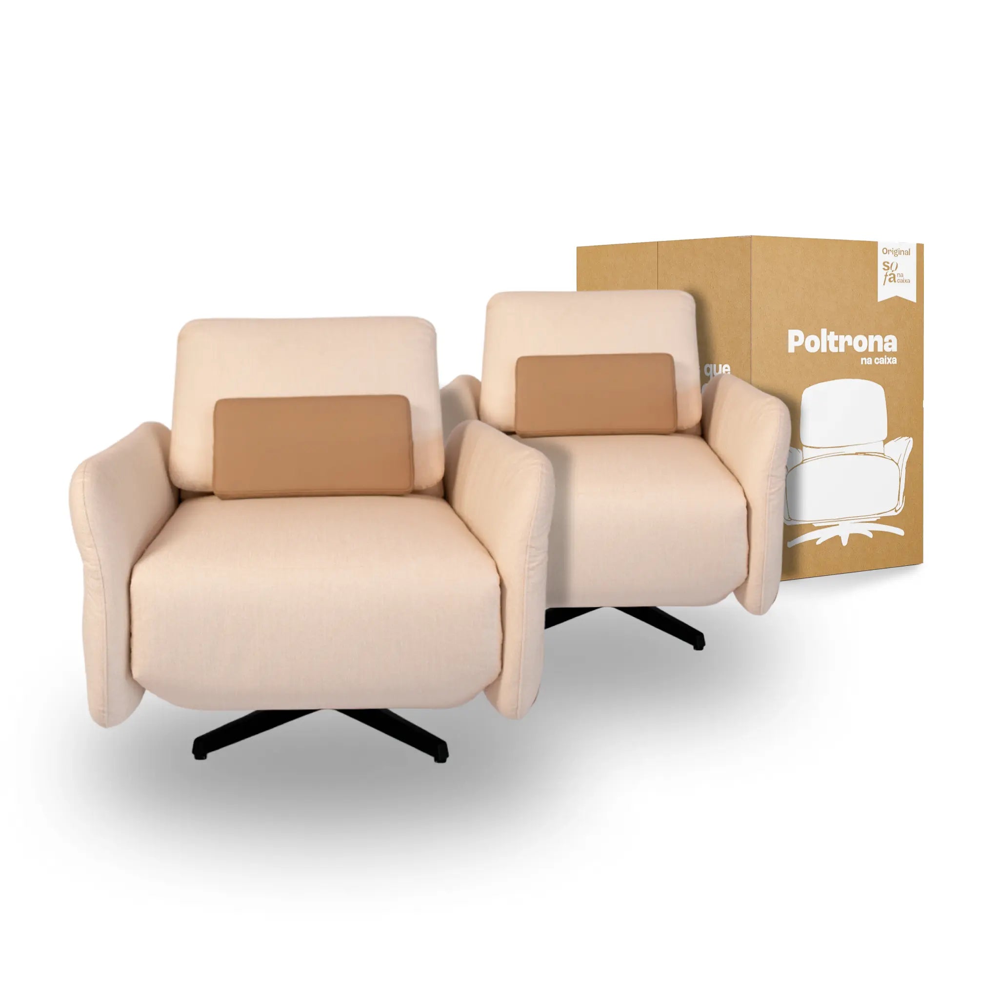 02 Poltronas Reclináveis na Caixa - Fleex Tech Linho – Poltrona na Caixa - Linho Bege