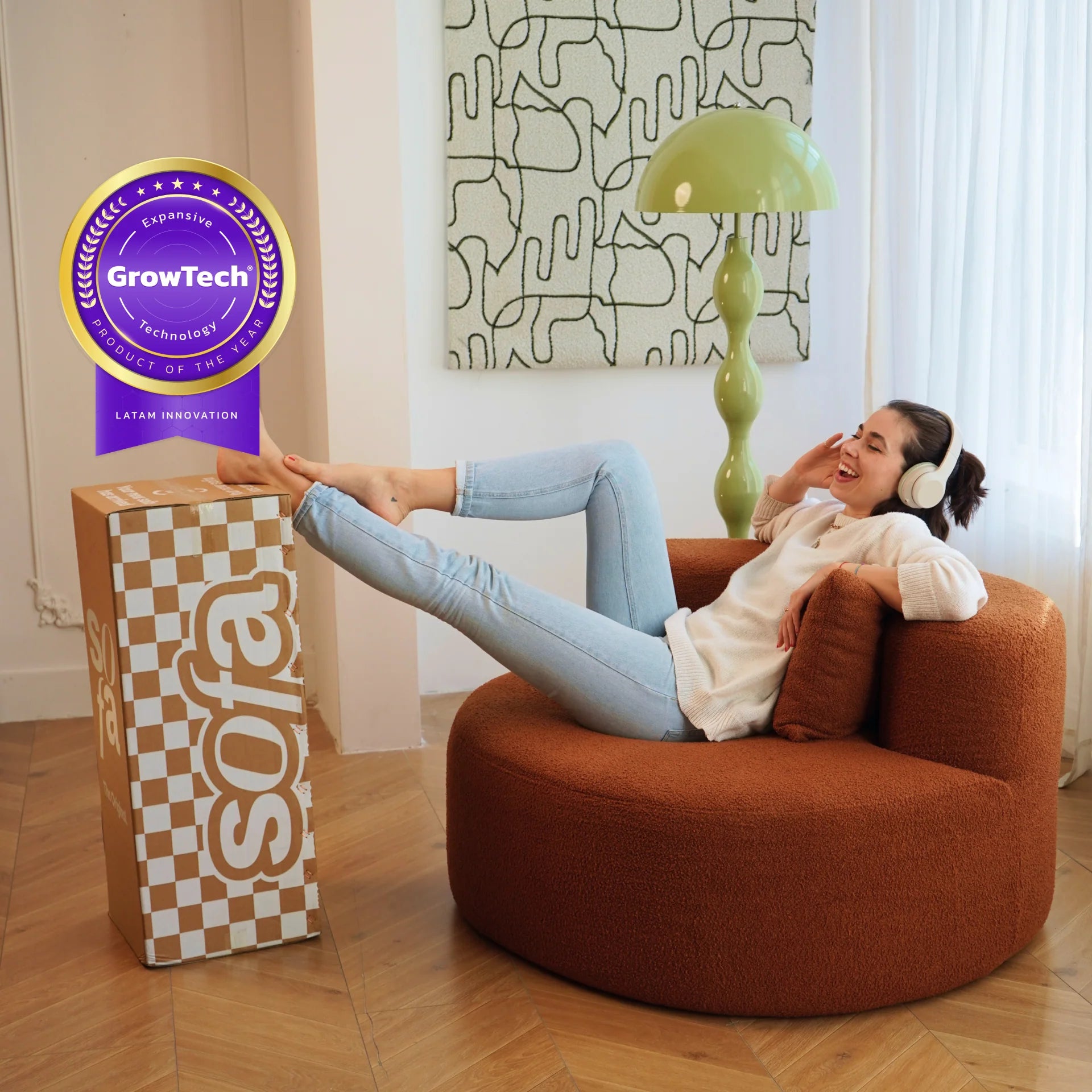 Poltrona Dunne Laranja | Poltrona Na Caixa