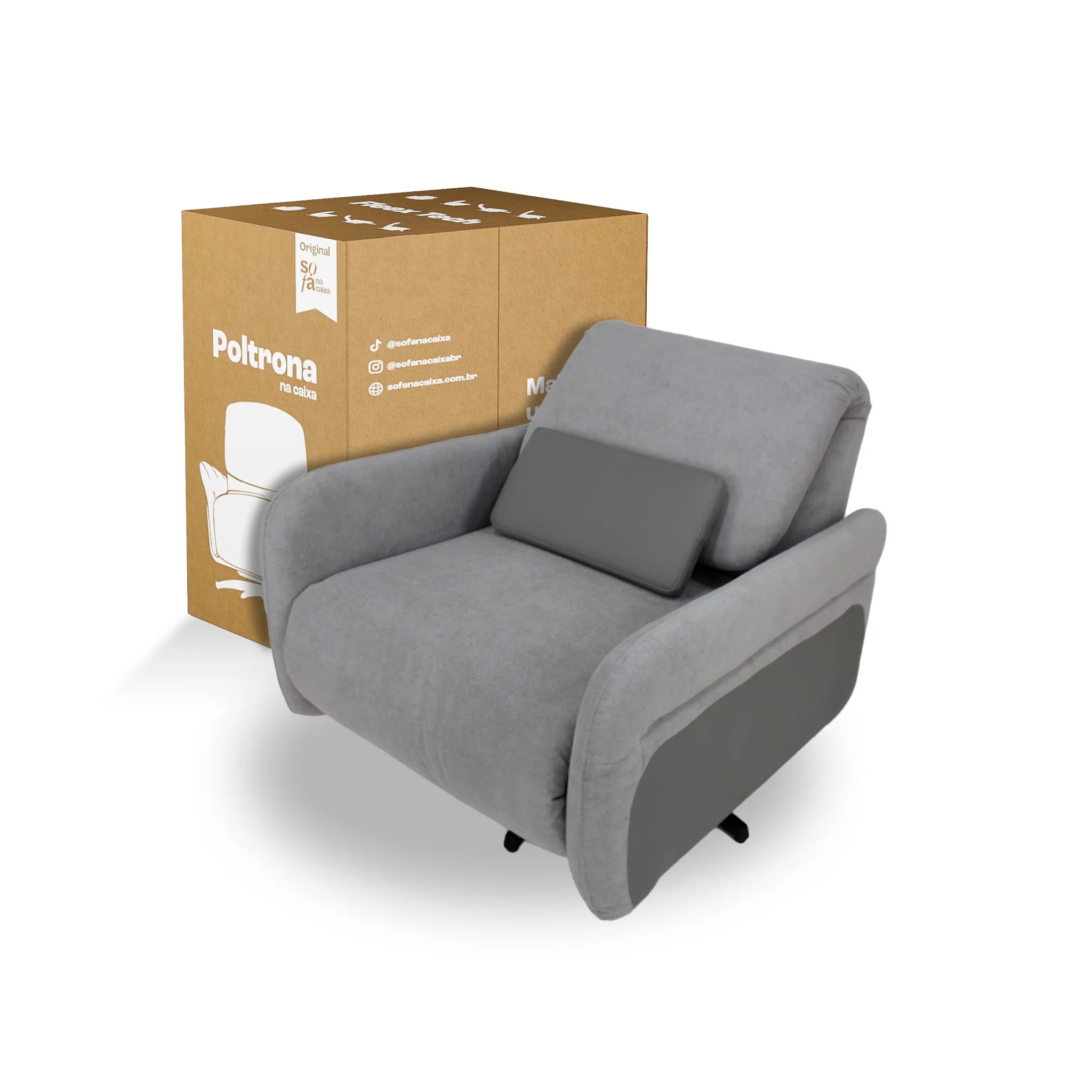 Poltrona Reclinável na Caixa - Fleex Tech Boucle – Poltrona na Caixa - Boucle Cinza